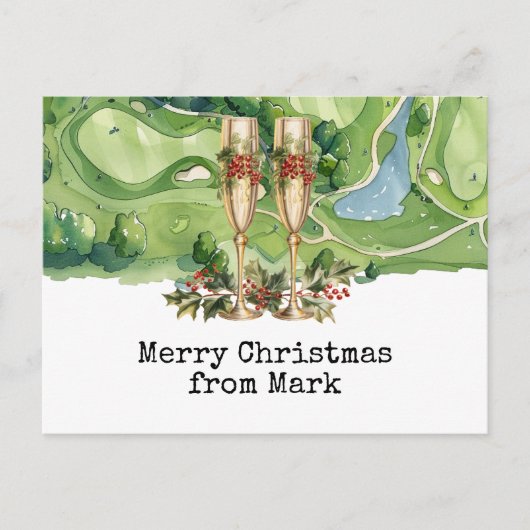 Golfbaan met kerst Drink voor golfer Postca Briefkaart (Voorkant)