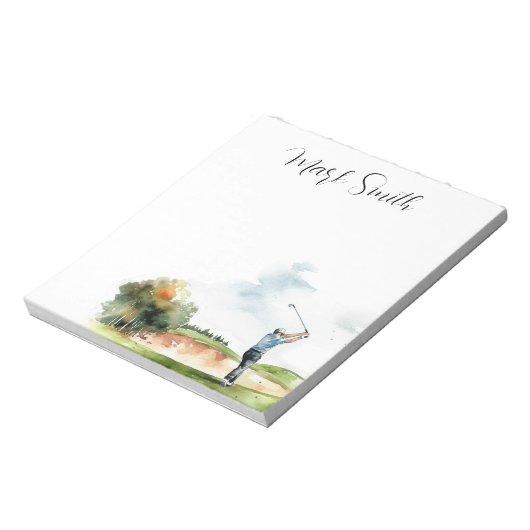 Golfbaan met Naam cadeaus voor golfer Notitieblok (Linkerzijde)