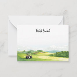 Golfbaan met naam voor golfer notitiekaartje