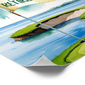Golfbaan met tekst Happy Retirement op groen Poster (Hoek)