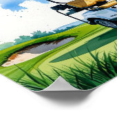 Golfbaan met tekst Happy Retirement op groen Poster (Hoek)