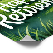 Golfbaan met tekst Happy Retirement op groen Poster (Hoek)