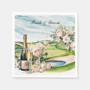 Golfbaan met trouwfeest voor golfers servet