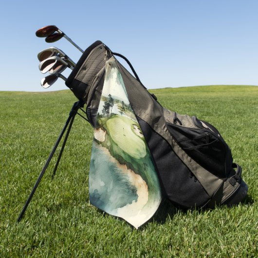 Golfbaan voor artistieke waterverf golfhanddoek (Groen)