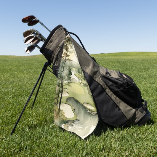 Golfbaan voor artistieke waterverf golfhanddoek (Groen)