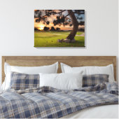 Golfbaan Zonsondergang Canvas Afdruk (Insitu (Slaapkamer))