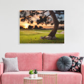 Golfbaan Zonsondergang Canvas Afdruk (Insitu (Woonkamer))