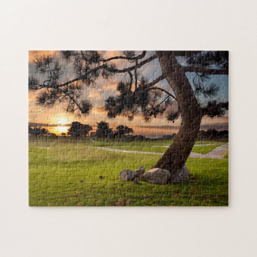 Golfbaan Zonsondergang Legpuzzel (Horizontaal)
