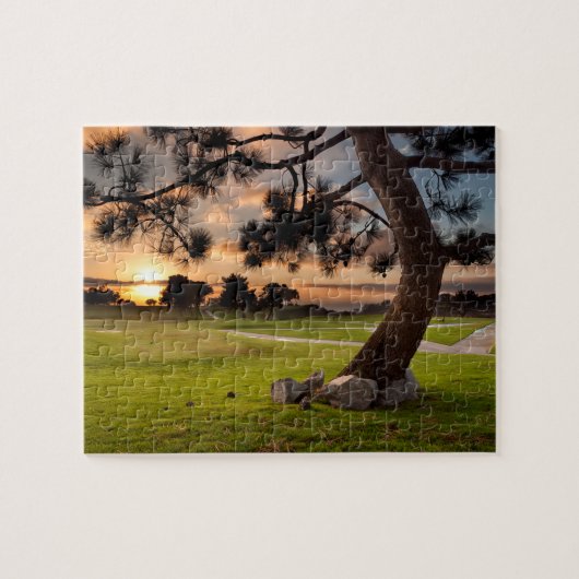 Golfbaan Zonsondergang Legpuzzel (Horizontaal)