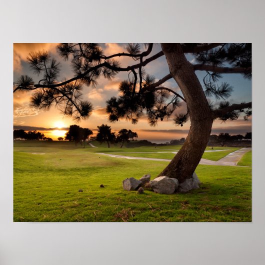 Golfbaan Zonsondergang Poster (Voorkant)