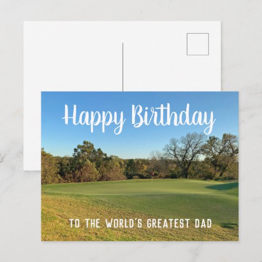 Golfbaanfoto aangepaste gelukkige verjaardag papa briefkaart (Voorkant / Achterkant)