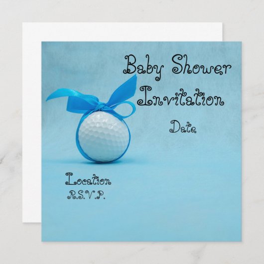 GolfBaby shower met blauw lintje op blauw (Voorkant / Achterkant)