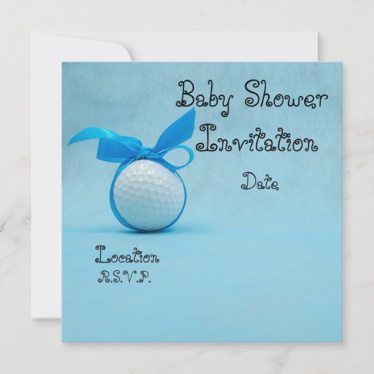 GolfBaby shower met blauw lintje op blauw (Voorkant)