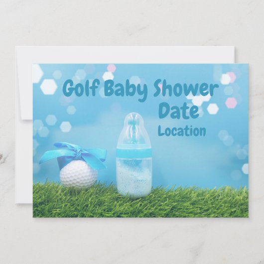 Golfbaby shower met golfbal en melkfles kaart (Voorkant)