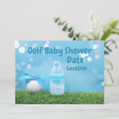 Golfbaby shower met golfbal en melkfles kaart (Staand voorkant)