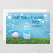 Golfbaby shower met golfbal en melkfles kaart (Voorkant / Achterkant)
