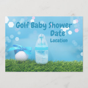 Golfbaby shower met golfbal en melkfles kaart
