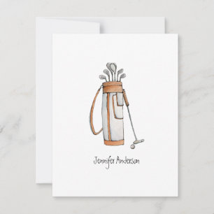 Golfbag golfers vlak bedankkaart