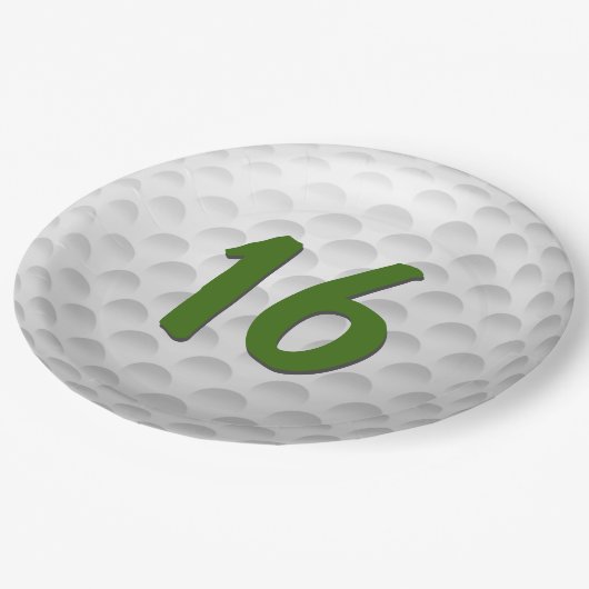 Golfbal 16e Verjaardagspapier Bord (Gekanteld)