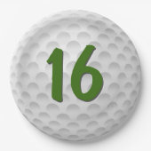 Golfbal 16e Verjaardagspapier Bord (Voorkant)