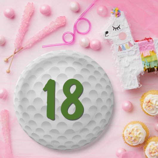 Golfbal 18e Verjaardagspapier Bord (Feest)