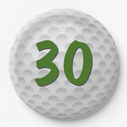 Golfbal 30e Verjaardagspapier Bord (Voorkant)