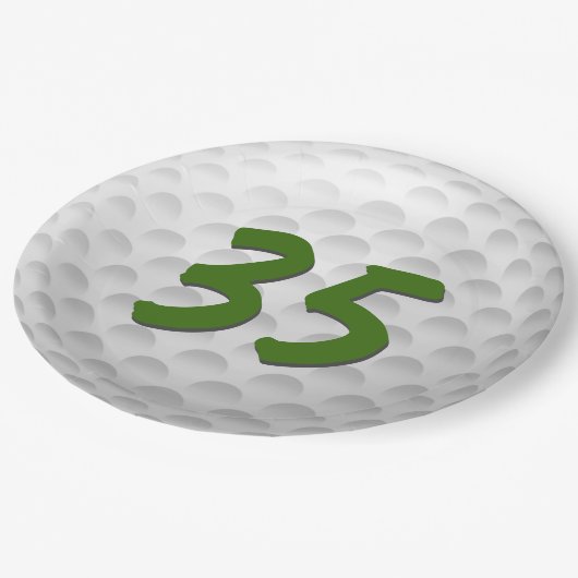 Golfbal 35e Verjaardagspapier Bord (Gekanteld)