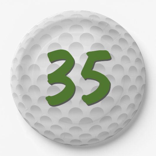 Golfbal 35e Verjaardagspapier Bord (Voorkant)