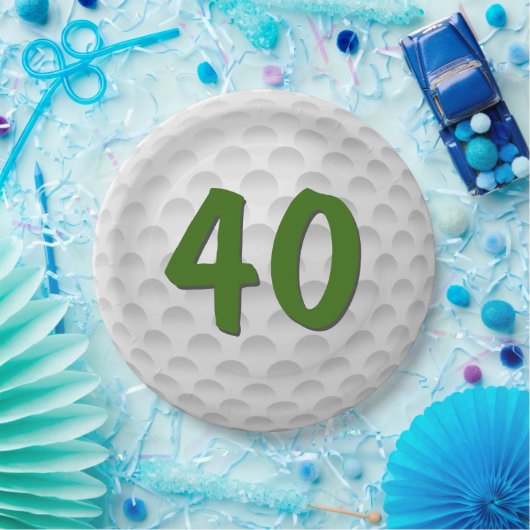 Golfbal 40e Verjaardagspapier Bord (Feest)