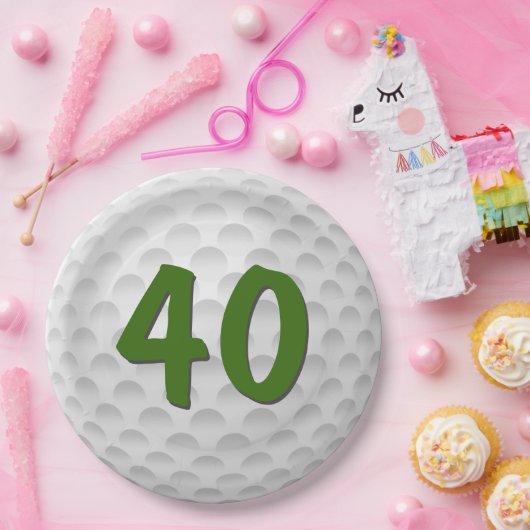 Golfbal 40e Verjaardagspapier Bord (Feest)