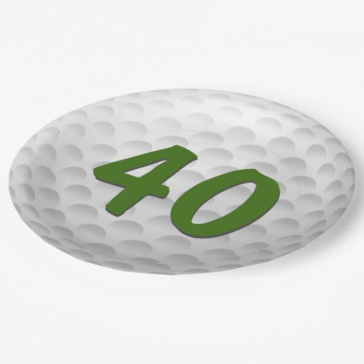Golfbal 40e Verjaardagspapier Bord (Gekanteld)