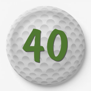 Golfbal 40e Verjaardagspapier Bord