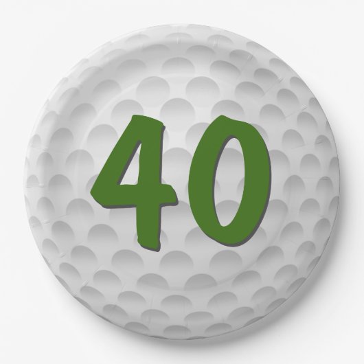 Golfbal 40e Verjaardagspapier Bord