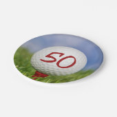 Golfbal 50e verjaardag papieren bordje (Gekanteld)