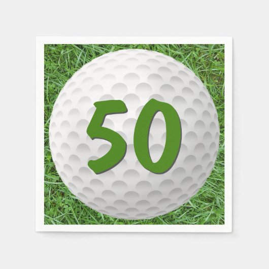 Golfbal 50e verjaardag servetten (Voorkant)