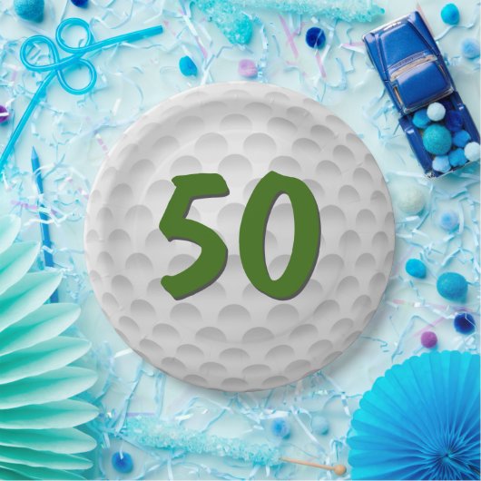 Golfbal 50e Verjaardagspapier Bord (Feest)