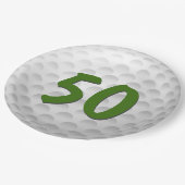 Golfbal 50e Verjaardagspapier Bord (Gekanteld)