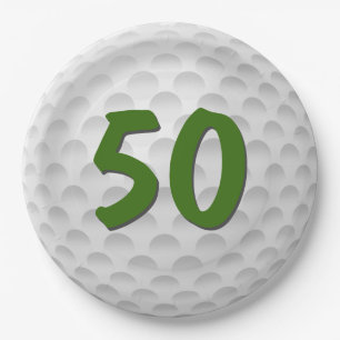 Golfbal 50e Verjaardagspapier Bord