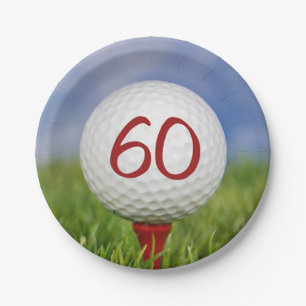 Golfbal 60e verjaardag papieren bordje