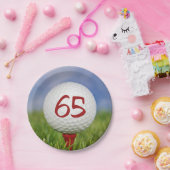 Golfbal 65e verjaardag papieren bordje (Feest)