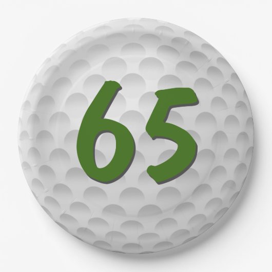 Golfbal 65e Verjaardagspapier Bord (Voorkant)