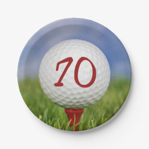 Golfbal 70e verjaardag papieren bordje