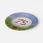 Golfbal 75e verjaardag papieren bordje (Gekanteld)