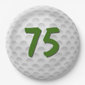 Golfbal 75e Verjaardagspapier Bord (Voorkant)