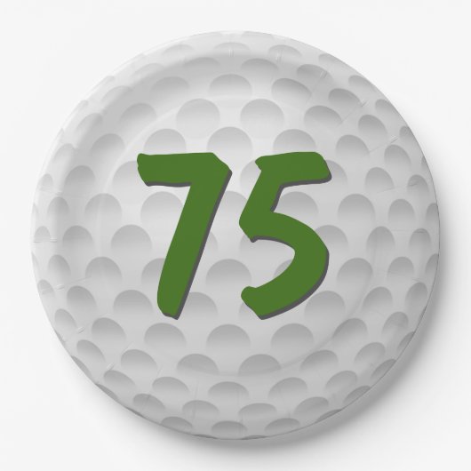 Golfbal 75e Verjaardagspapier Bord (Voorkant)