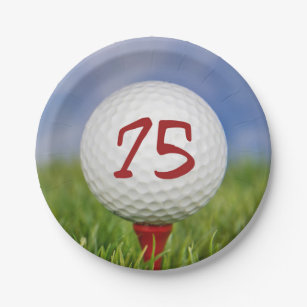 Golfbal 75ste verjaardag papieren bordje