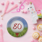 Golfbal 80e verjaardag papieren bordje (Feest)