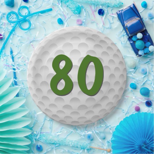 Golfbal 80e Verjaardagspapier Bord (Feest)