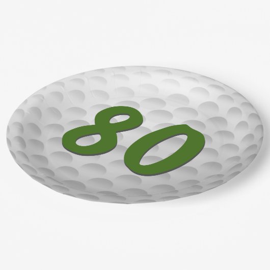 Golfbal 80e Verjaardagspapier Bord (Gekanteld)