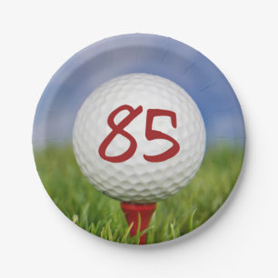 Golfbal 85e verjaardag papieren bordje